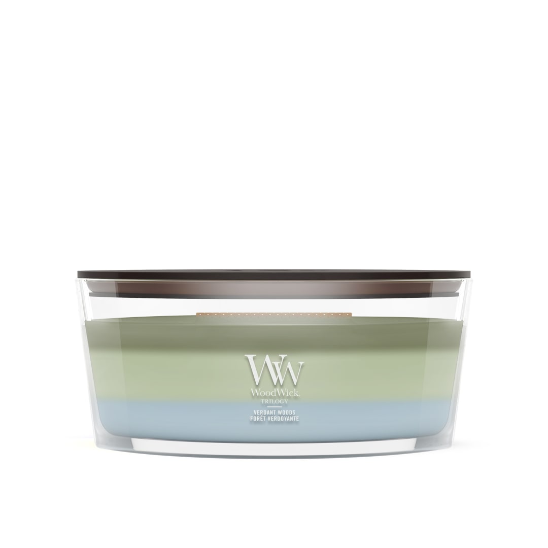 WoodWick Vela perfumada | Vela elíptica | Verdant Woods | Regalos perfectos para mujeres