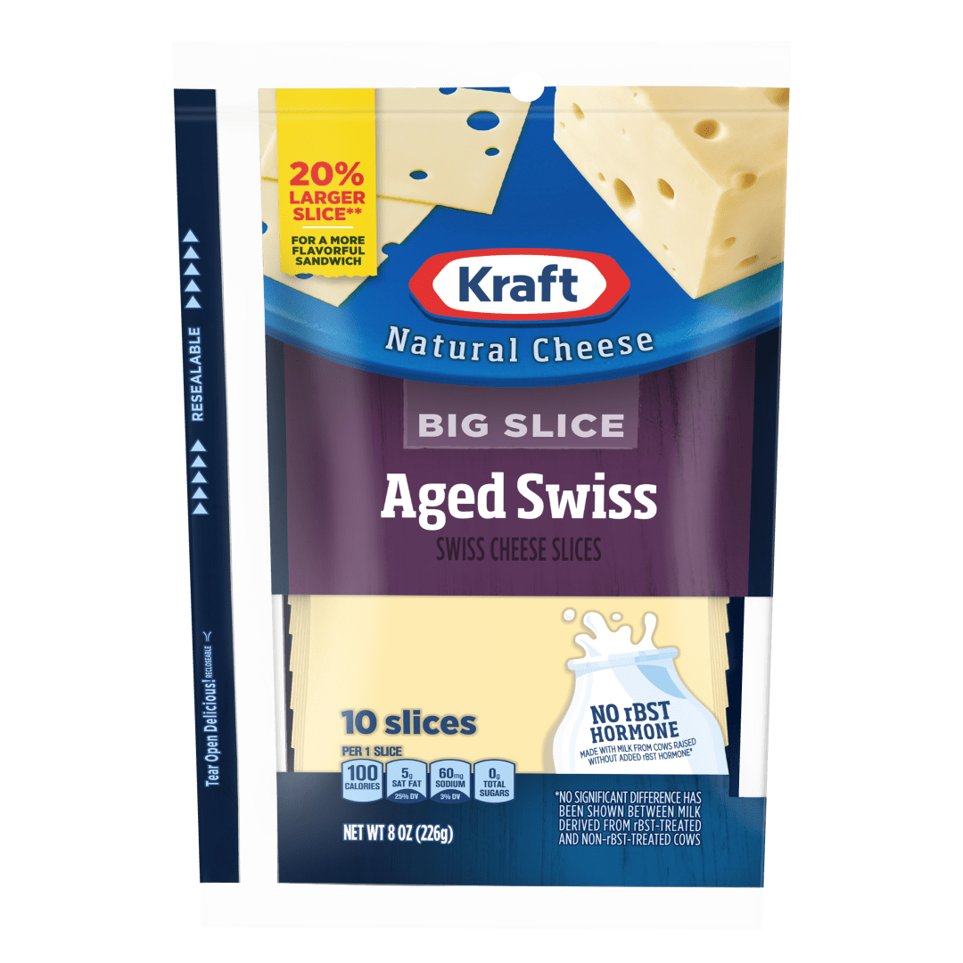 Kraft Big Slice Aged Swiss Cheese Slices, 10 ct Pack