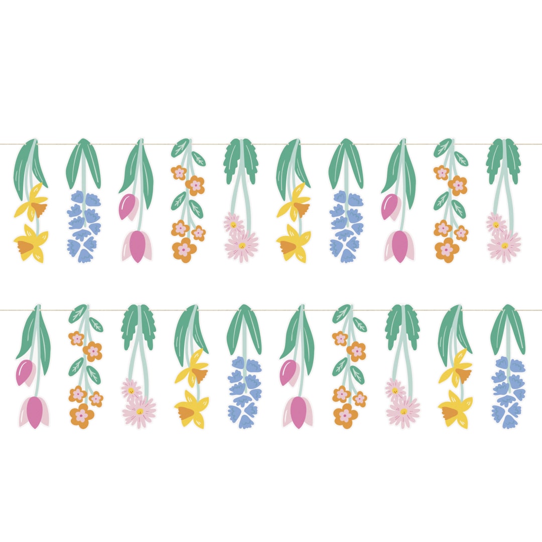 Pastel Spring Cutout Paper Flower Garland, 5 ft - 2pc