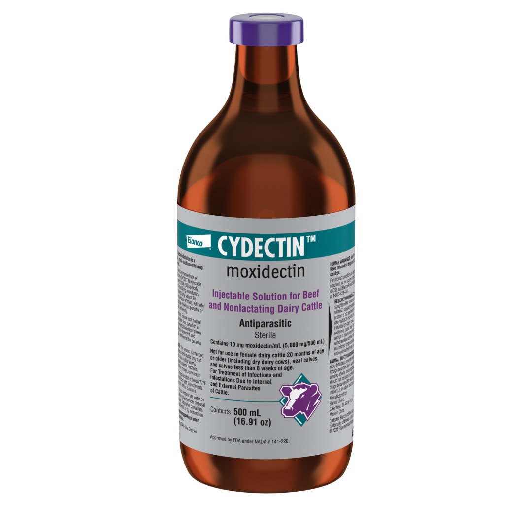 Cydectin Injectable™ Solution, Dewormer for Cattle, Internal & External Parasite Control, 500 mL Bottle