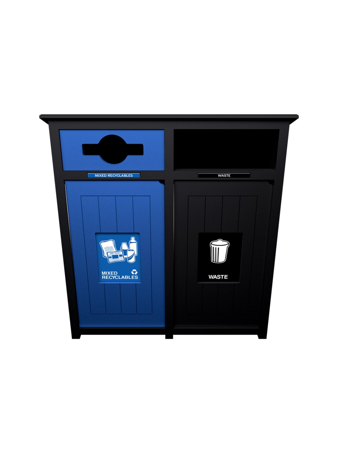  AURA - Double - Unit - Mixed Recyclables-Waste - Mixed-Full - Black-Blue