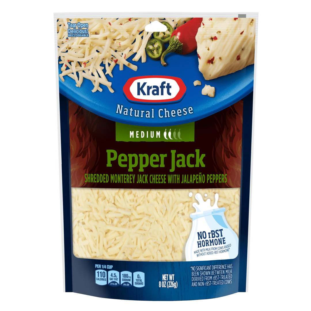 Kraft Pepper Jack Medium Shredded Cheese, 8 oz Bag