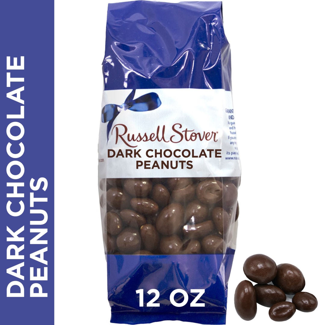 RUSSELL STOVER Dark Chocolate Peanuts, 12 oz. bag
