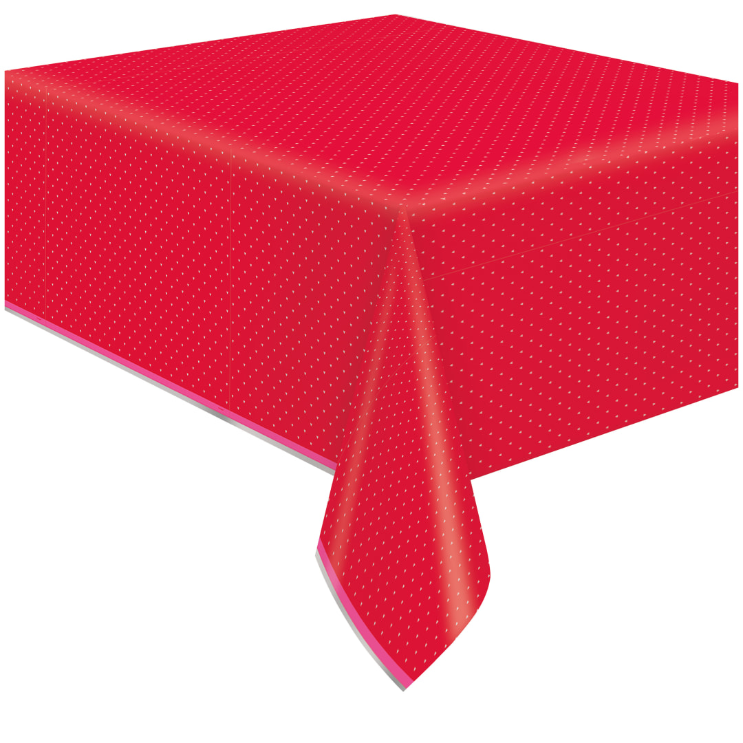 Red &amp; Pink Valentines Rectangular Foil Table Cover, 54" x 84"