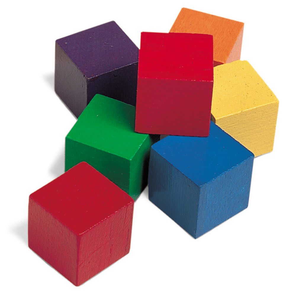 ONE INCH WOODEN COLOR CUBES (102 PCS)