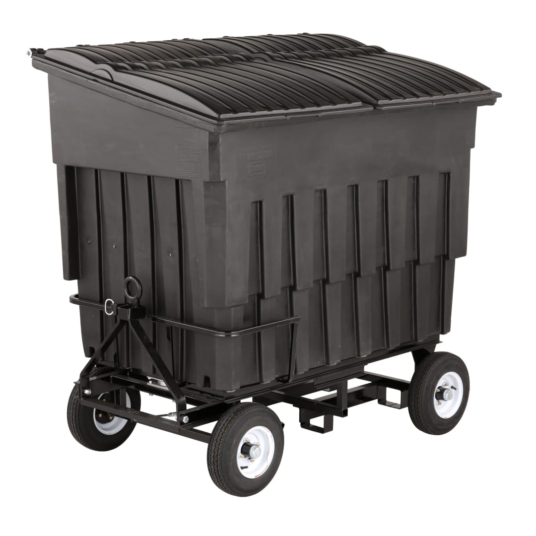 3 Cubic Yard 1500 lbs. Capacity Rapid Speed Towable Mobile Truck with Attached Black Lid - Black