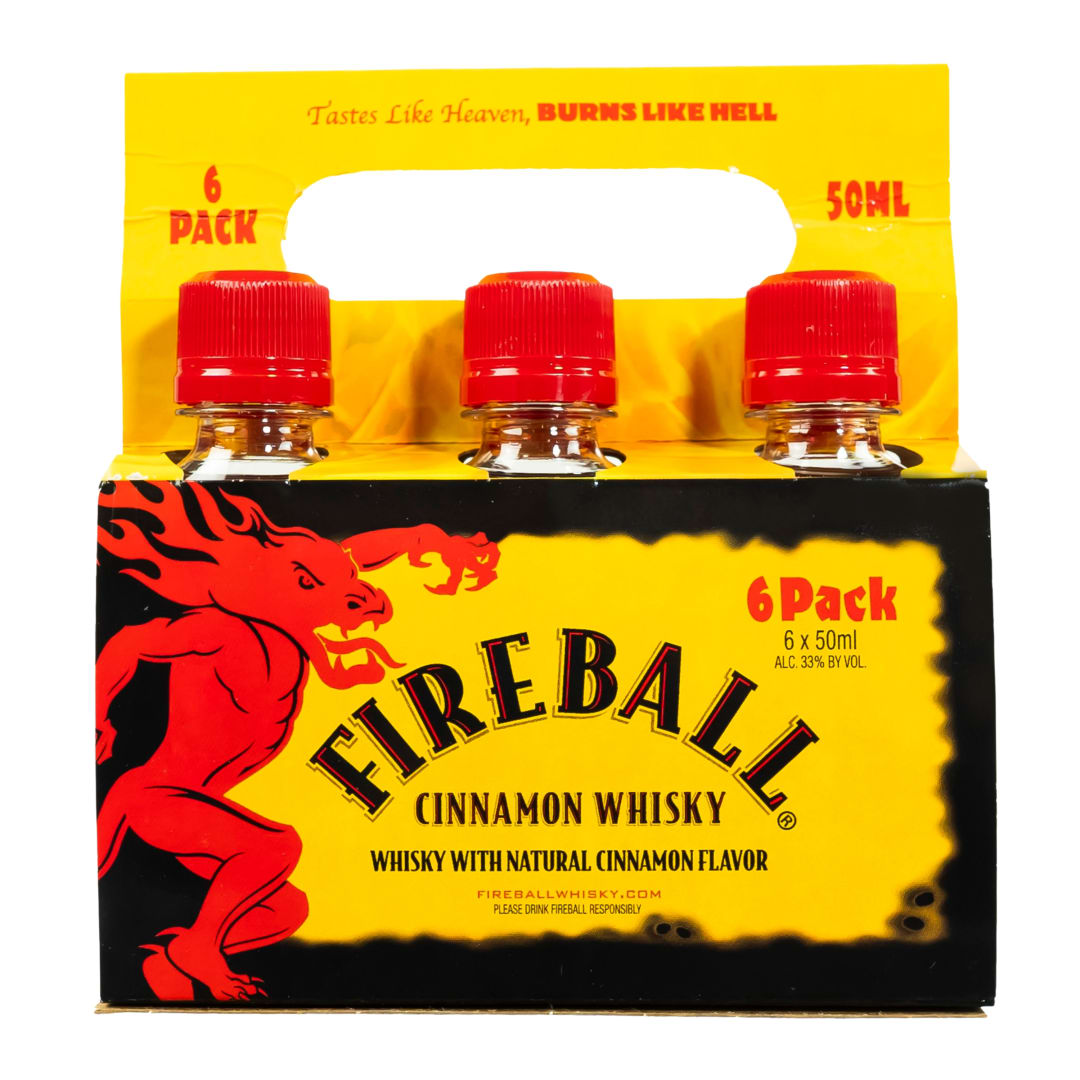 Fireball Cinnamon Whisky Carrier 6 Pack 50ml Bottles 66 Proof