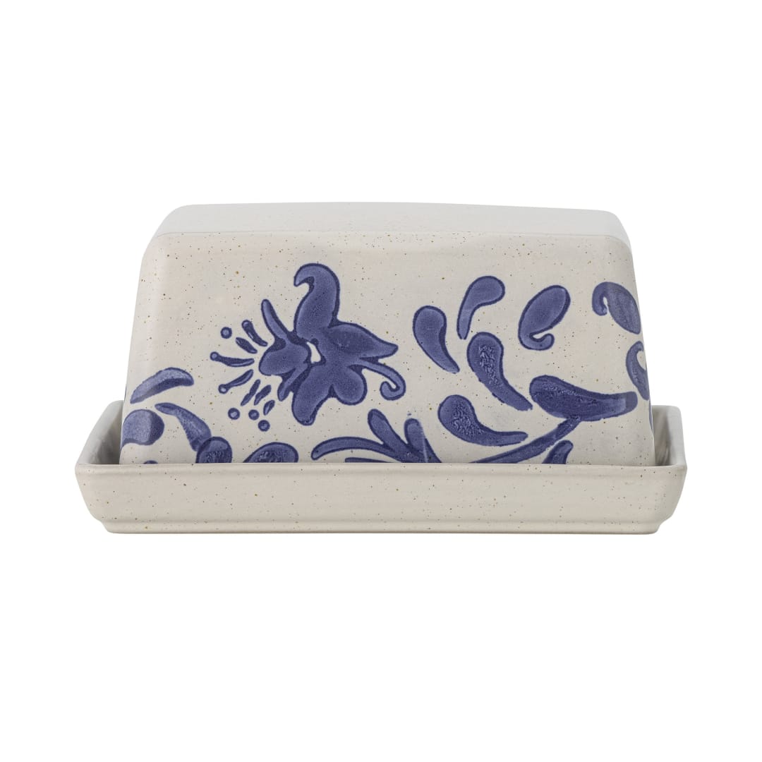 82060290 - Petunia Butter Box, Blue, Stoneware STOCK: 35