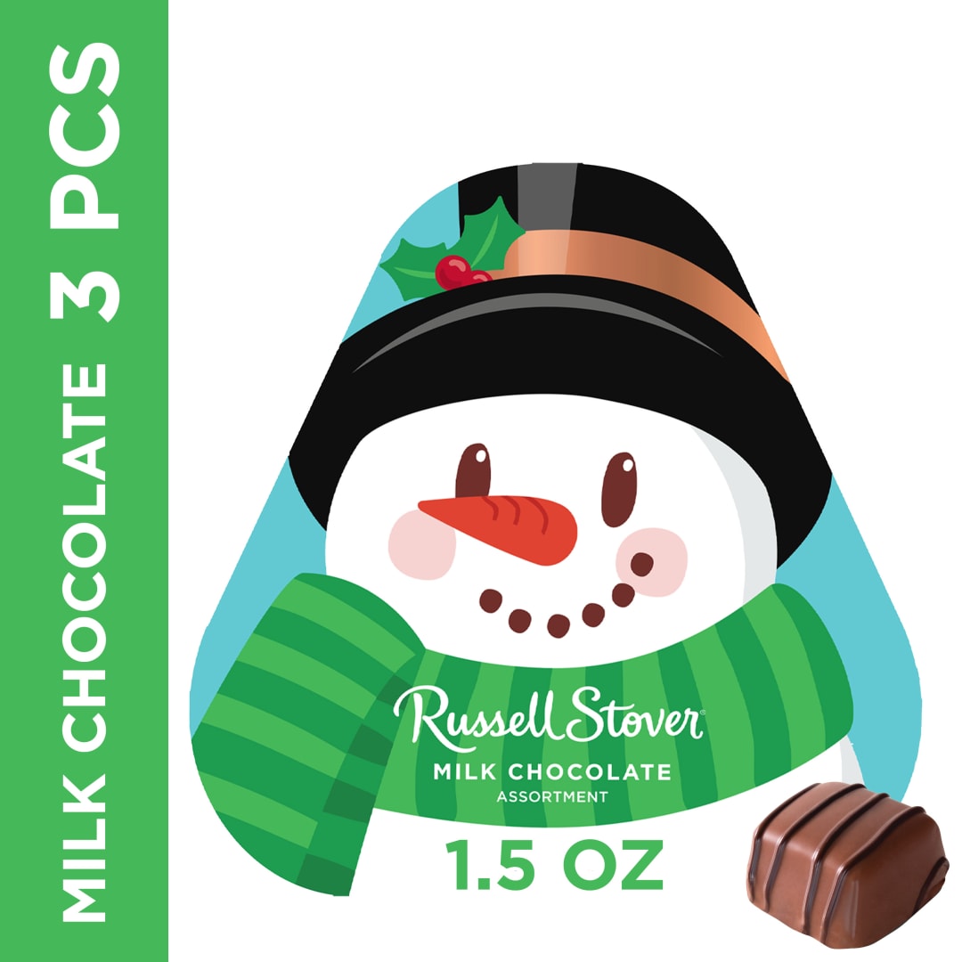RUSSELL STOVER Christmas Theme Shaped Milk Chocolate Candy Gift Box, 1.5 oz.
