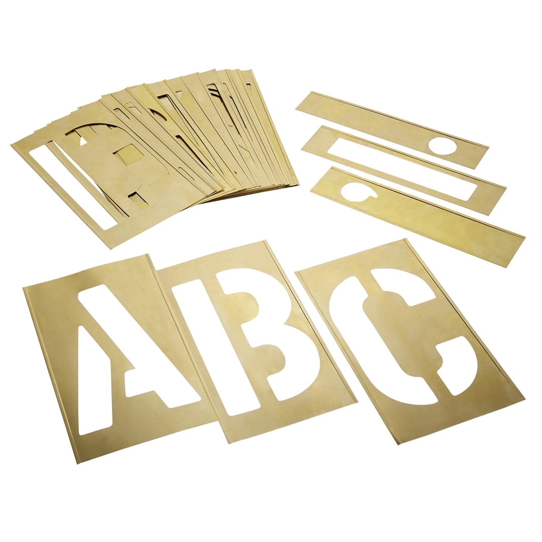 Stencil Set-Letter 12" Brass 33 Pieces