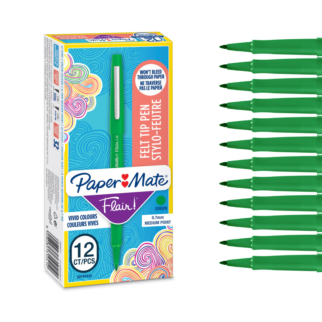 Paper Mate Flair rotuladores de punta de fieltro | punta mediana (0.7 mm) | magenta | caja de 12