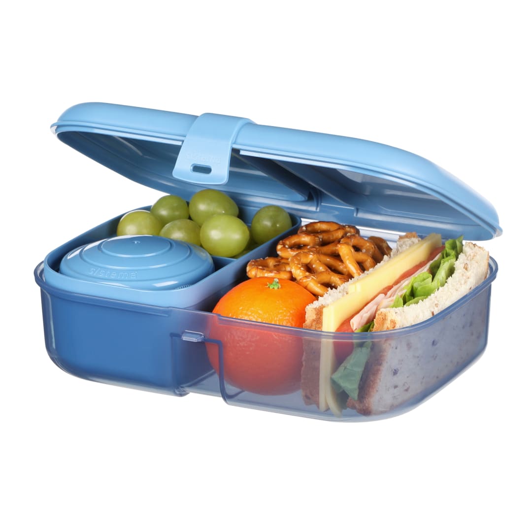Sistema Ocean Bound Plastic Bento Box, 1.1 L Lunch Box, BPA-Free, Teal or Blue (Colour Not Selectable)