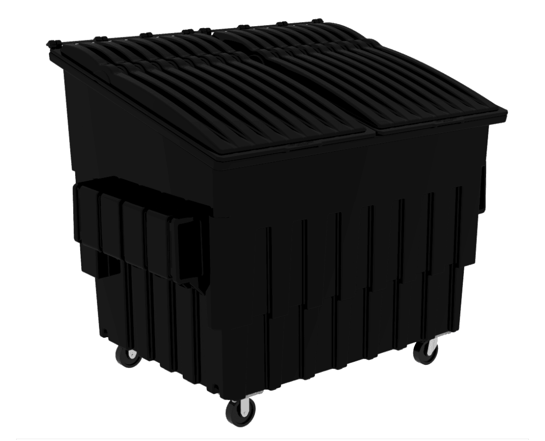 4 Cubic Yard 2000 lbs. Capacity Front Load Container (2 Standard Casters and 2 Swivel Casters) - Black