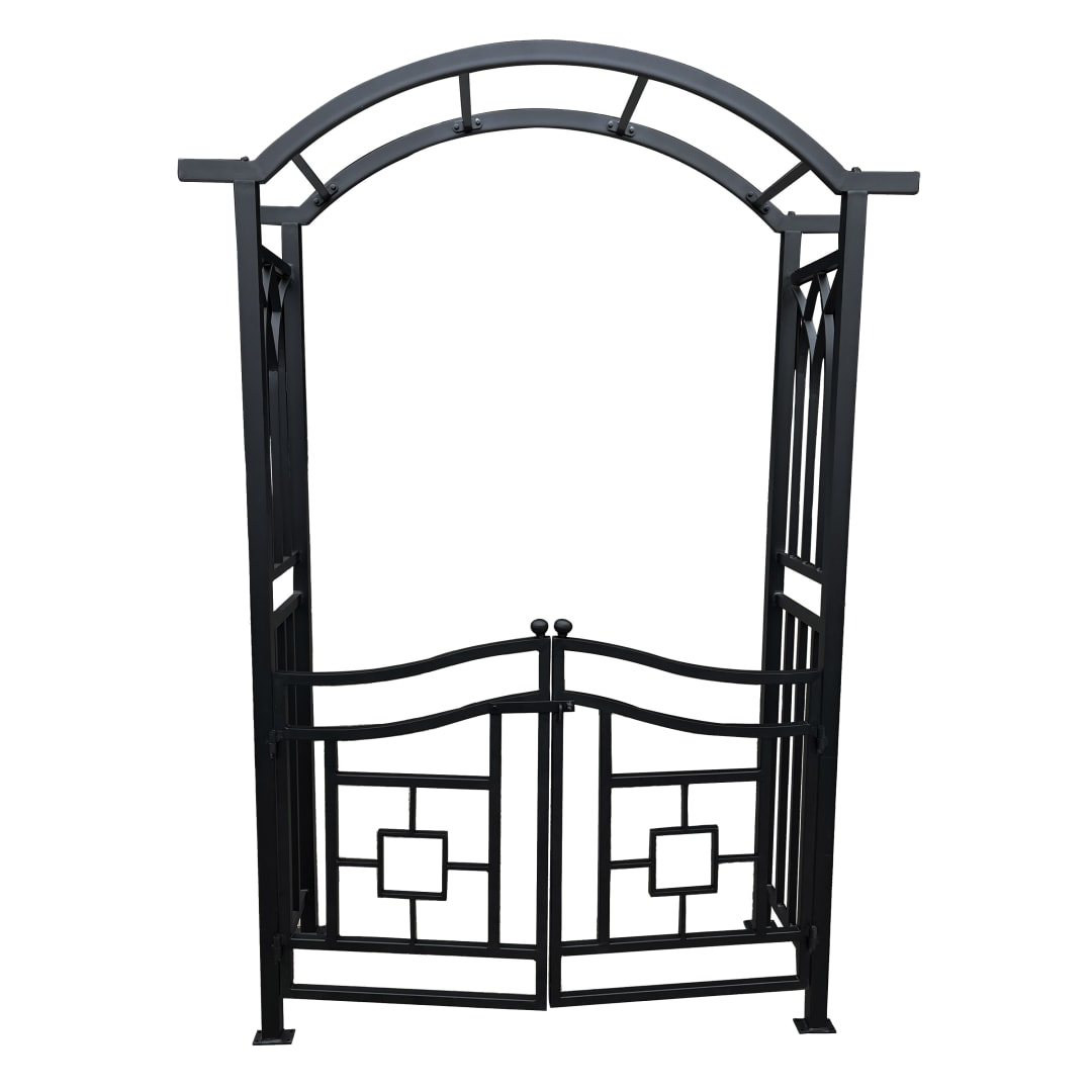 Black Aluminum Garden Arbor Arch with Gate