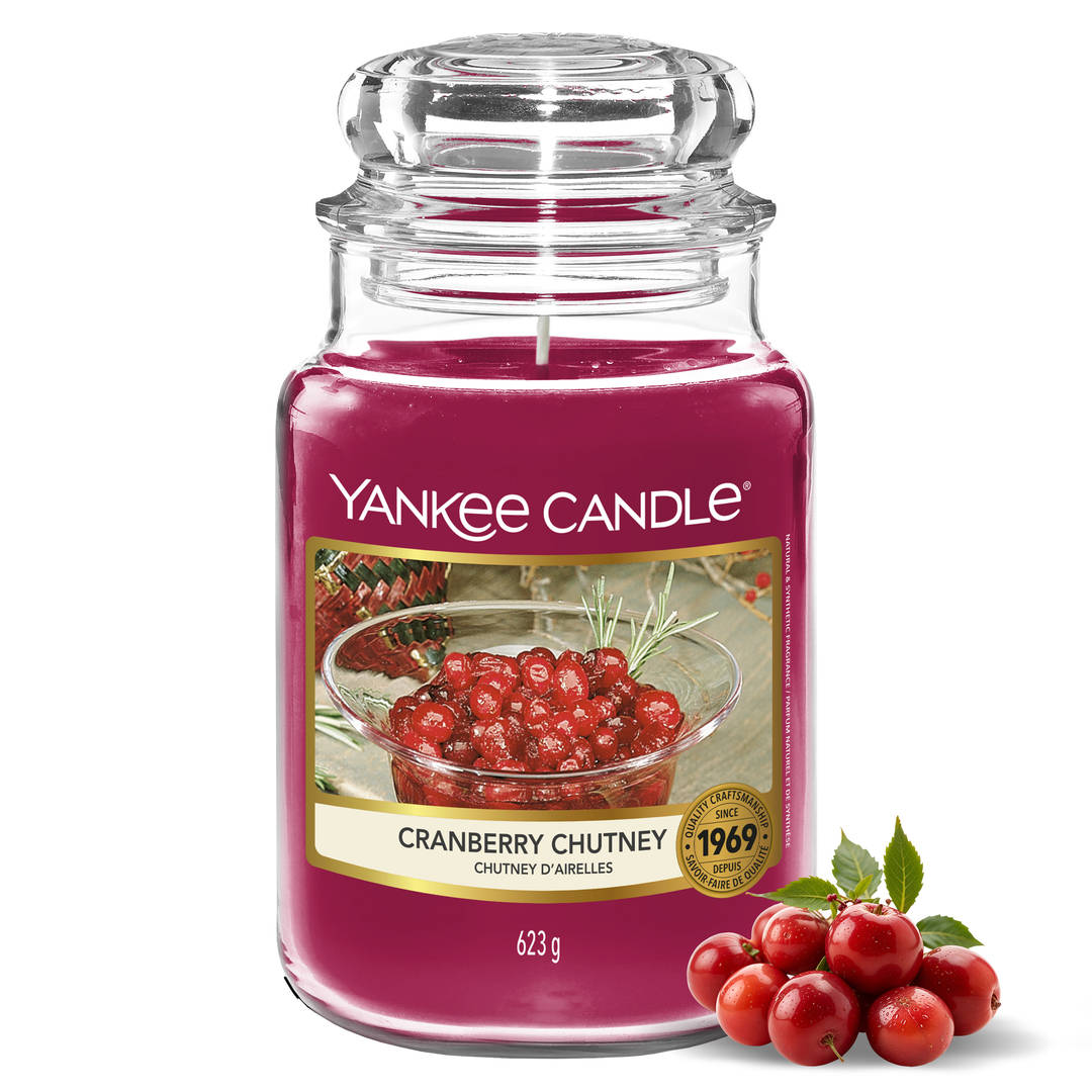 Yankee Candle Vela aromática | Cranberry Chutney vela en tarro grande | Velas de larga duración: hasta 150 h | Regalos de Navidad perfectos para mujeres