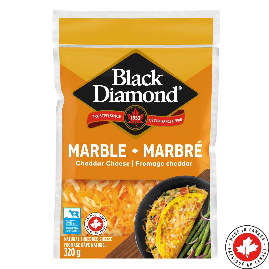 Black Diamond Marble Cheddar Shredded Cheese, 320g