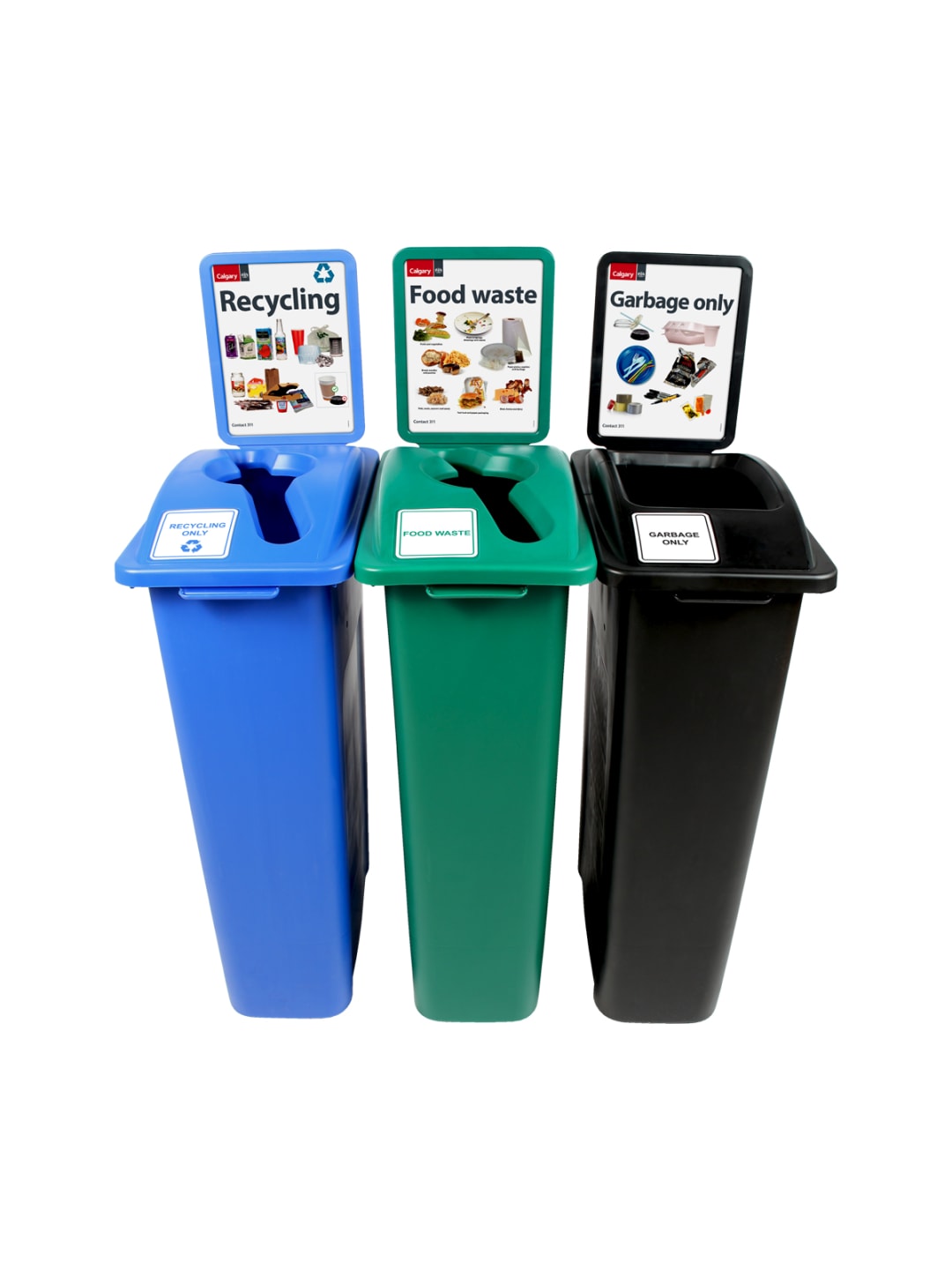  WASTE WATCHER [CU16-001801] - Triple - Kit - Garbage Only-Recycling-Food Waste - Mixed-Mixed-Full - Blue-Green-Black