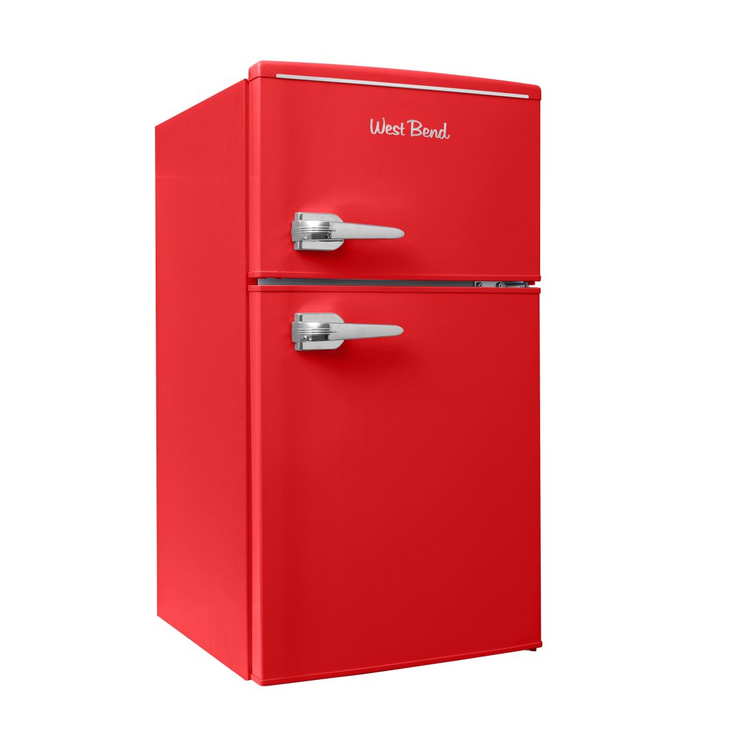 West Bend Retro Compact Refrigerator and Freezer, 3.1 cu. ft., in Red (WB0300RCR2XR)