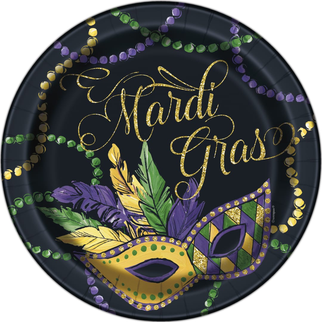 Mardi Gras Round 9" Dinner Plates, 8ct