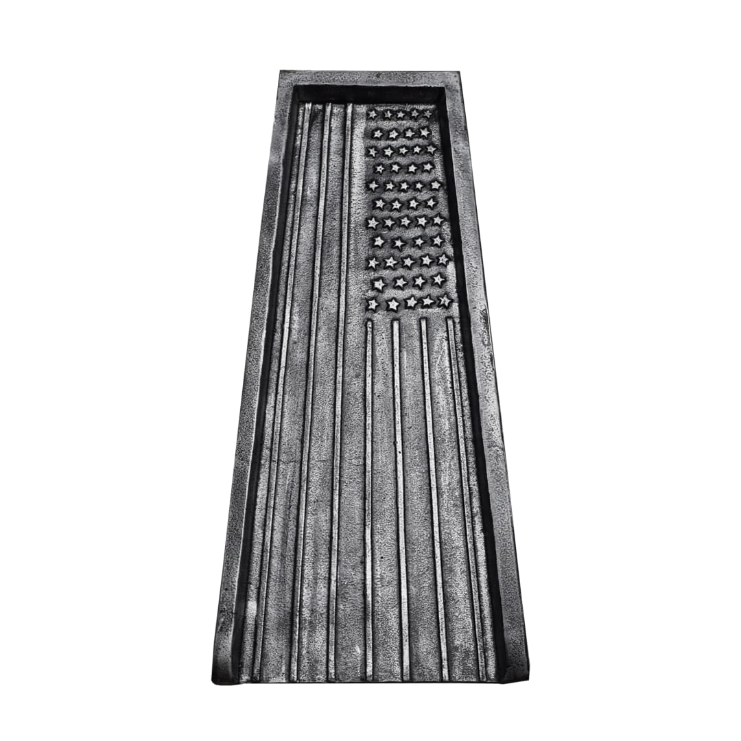 Silver USA Patriotic Flag Cast Aluminum Downspout Gutter 24 in. Splash Block