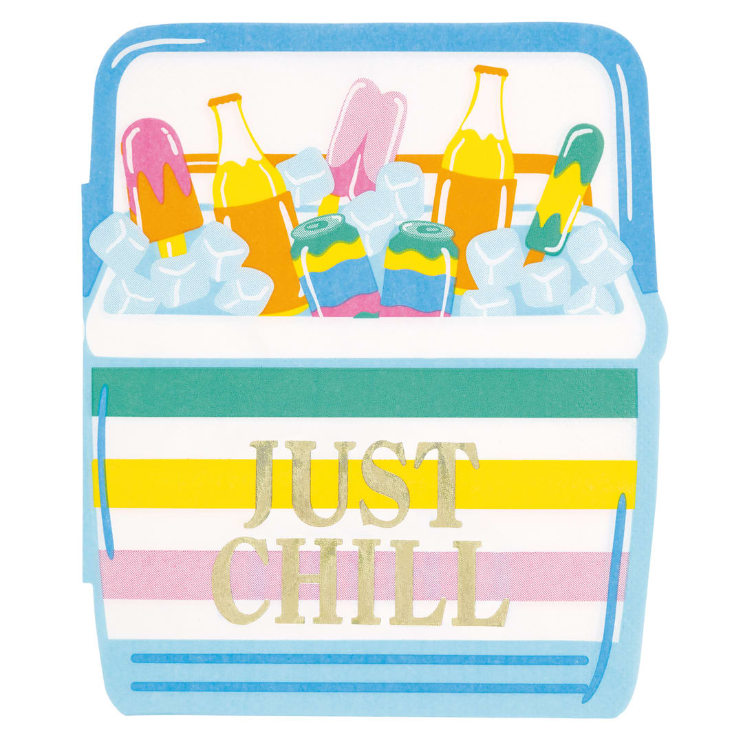Vacay Mode "Just Chill" Cooler-Shaped Luncheon Napkins, 16ct - Foil Stamping