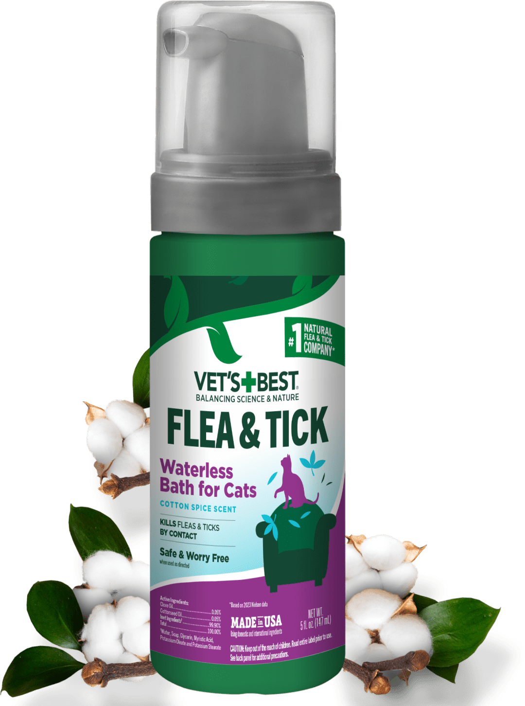 Vet's Best Waterless Bath for Cats – 5 Oz