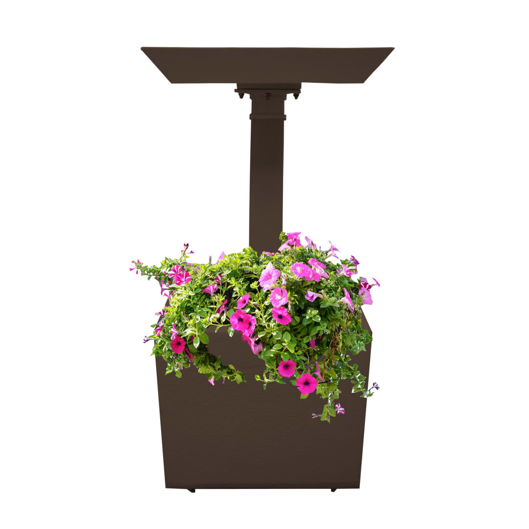 Modern Square Cast Aluminum Metal 35-in Brown Bird Bath and Planter Vase Combo