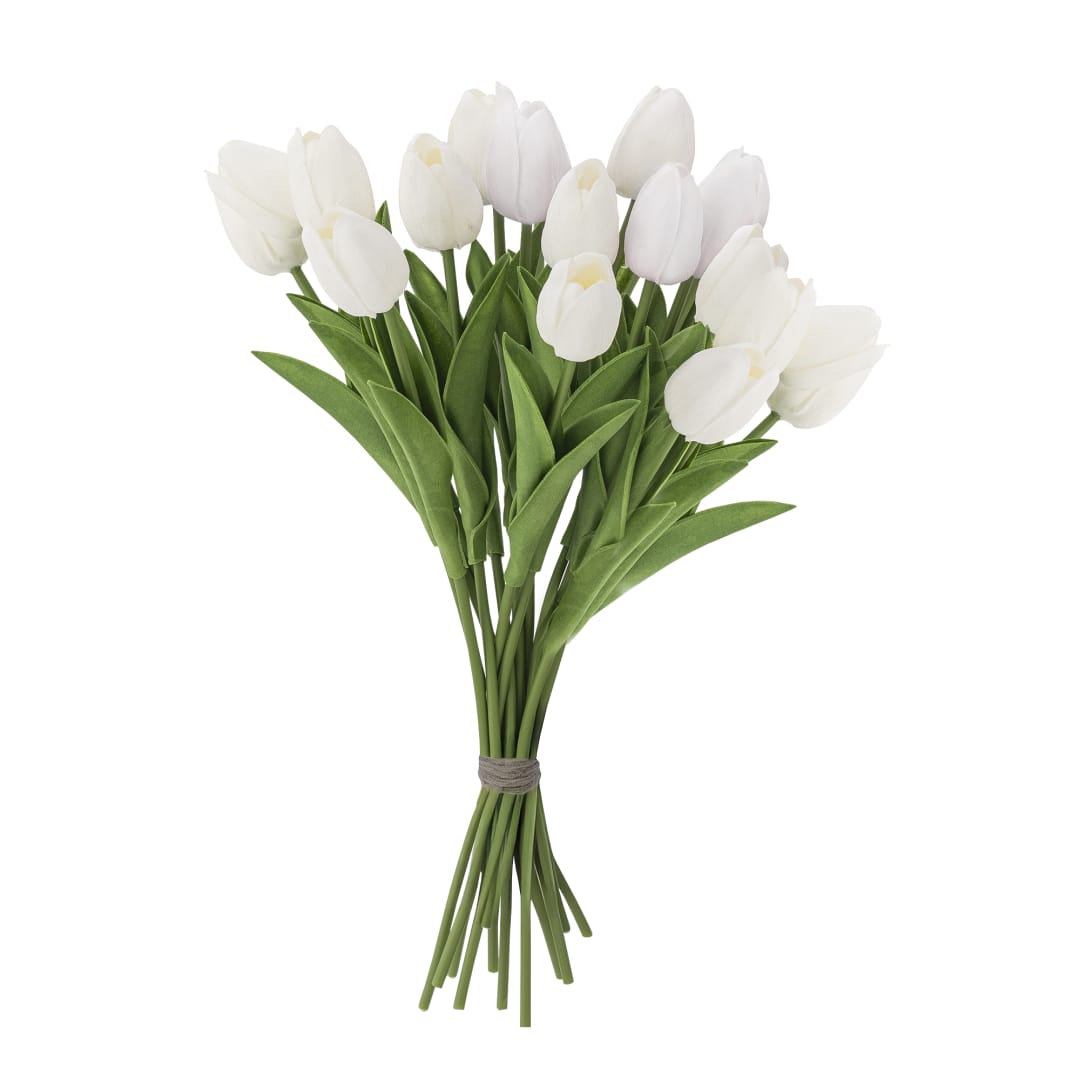82073032 - Tulip Bouquet, White, Artificial Flowers STOCK: 197