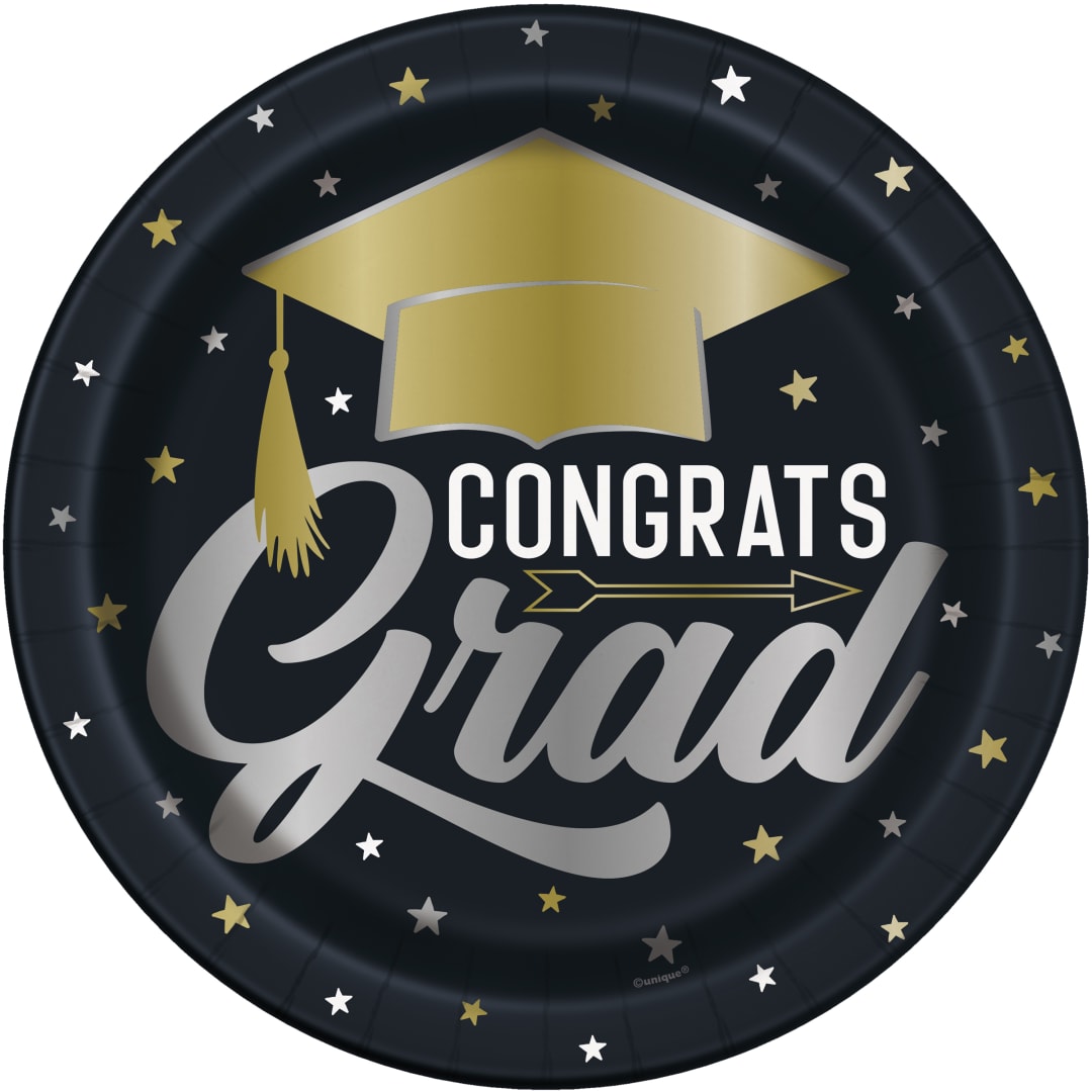 Stars &amp; Caps Graduation Round 9" Dinner Plates, 8ct