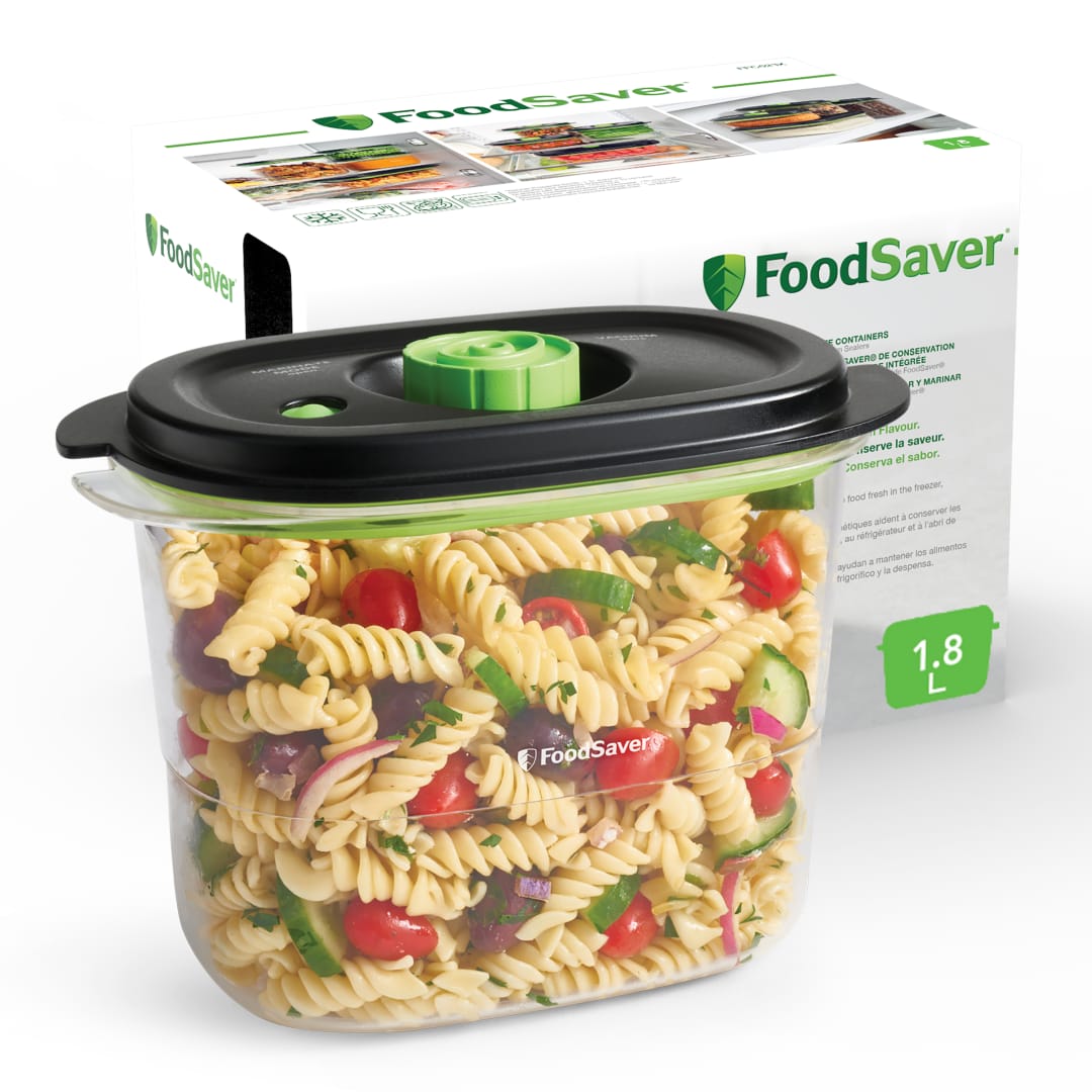 Recipiente de envasado al vaco de alimentos para conservar y marinar FoodSaver | 1,8 litros | Recipiente hermtico para alimentos sin BPA | A prueba de fugas | Apto para lavavajillas