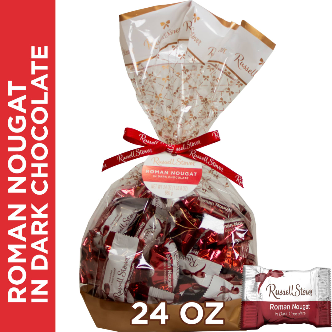 RUSSELL STOVER Dark Chocolate Roman Nougat Candy Gift Bag, 24 oz.
