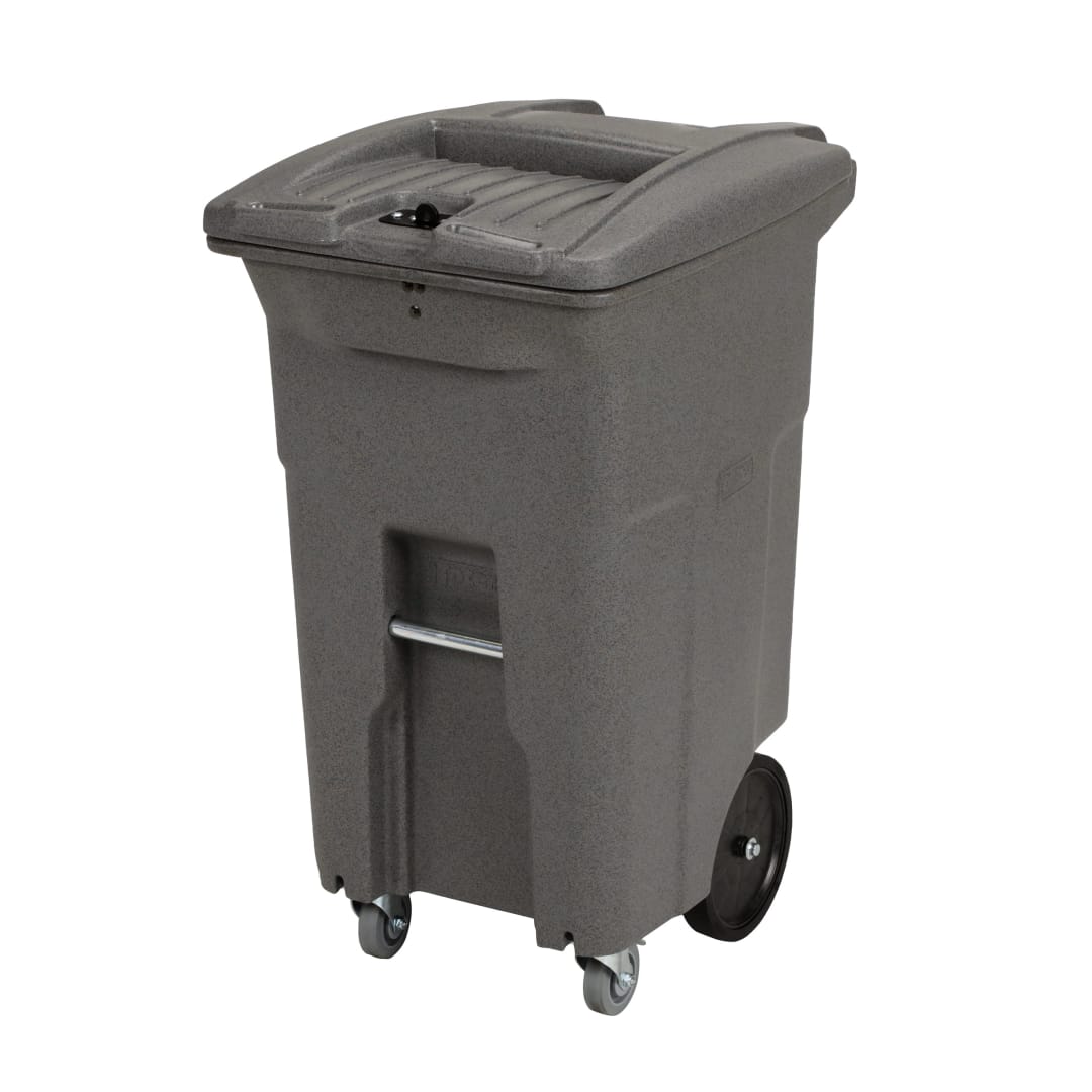 64 Gal. Graystone Document Trash Can with Wheels and Hasp Lock (1 Braking Caster, 1 Standard Caster, 2 Stationary Wheels)