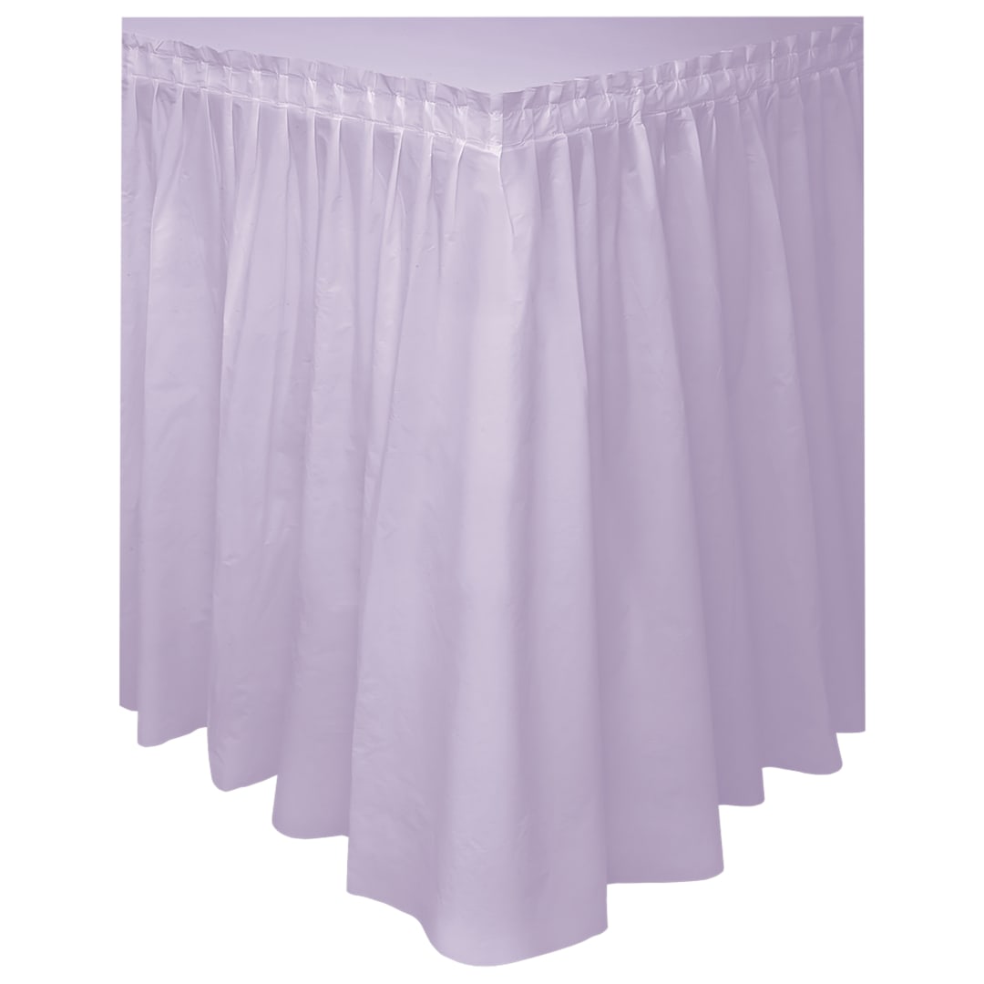 Lavender Solid Plastic Table Skirt, 29" x 14 ft