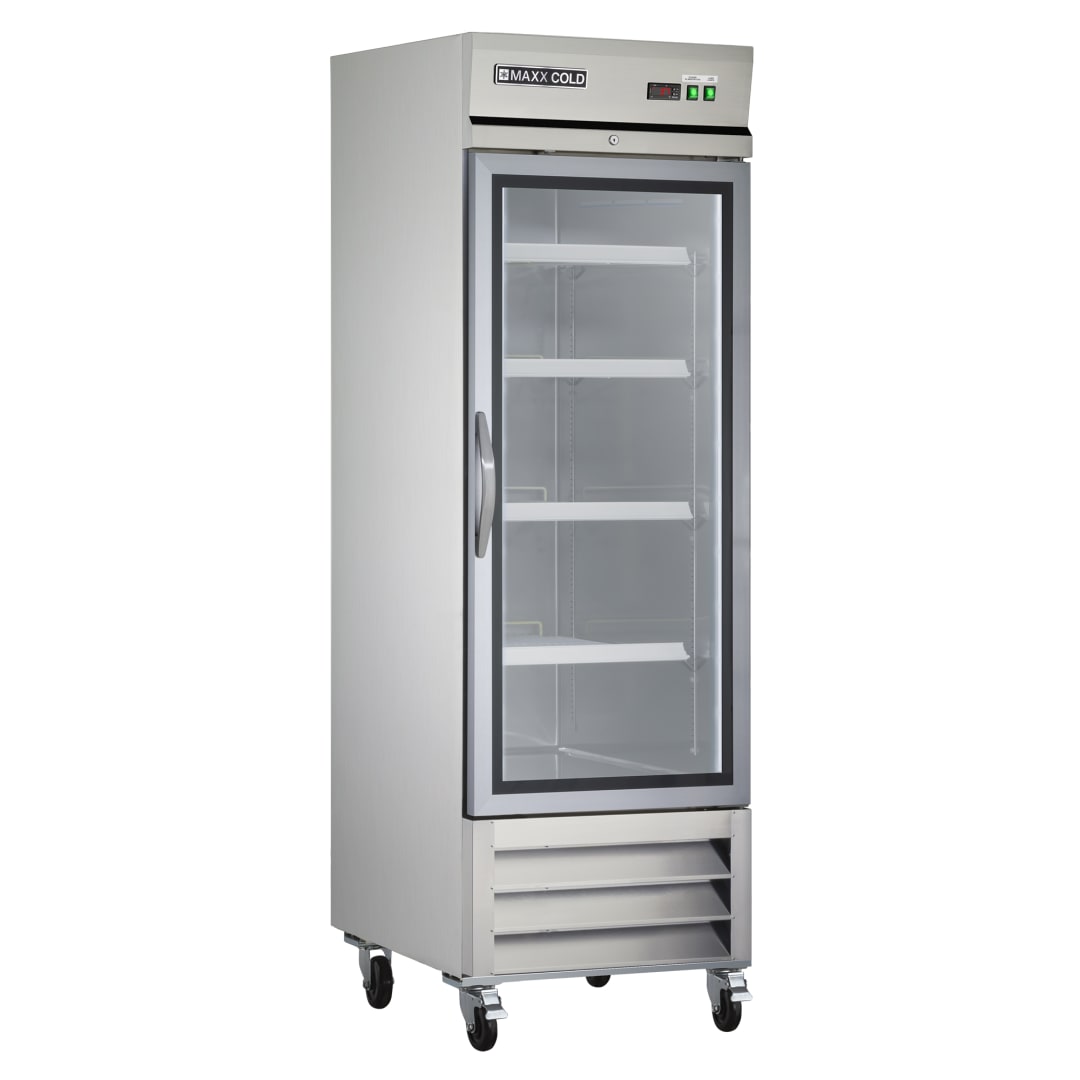 Maxx Cold Single Glass Door Reach-In Refrigerator, 26.8", 23 cu. ft. Storage Capacity, in Stainless Steel (MXCR-23GDHC)