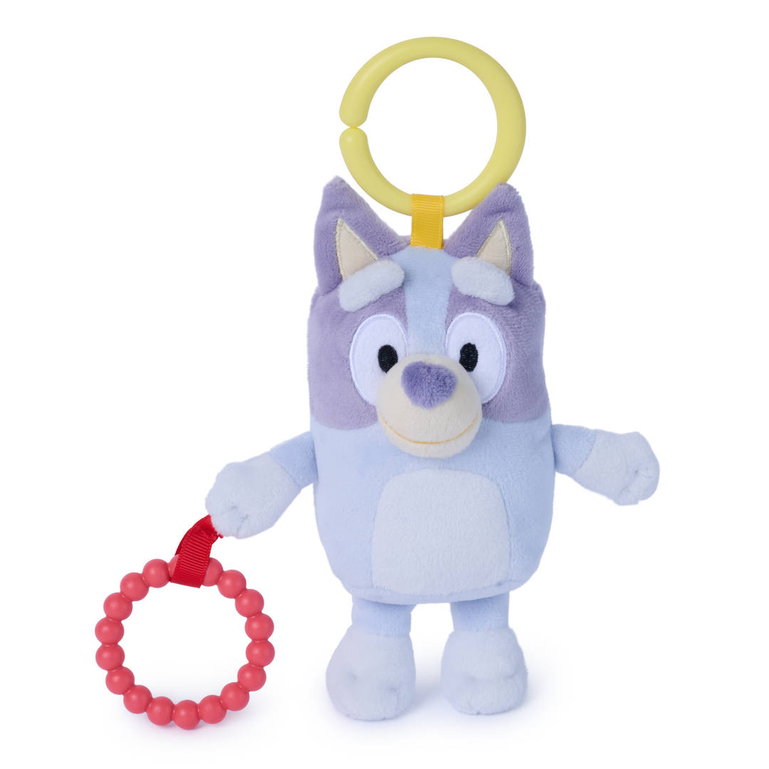 GUND Bluey Sensory Take-Along Toy, 7-Inch Teething Ring Rattle Stroller Toy