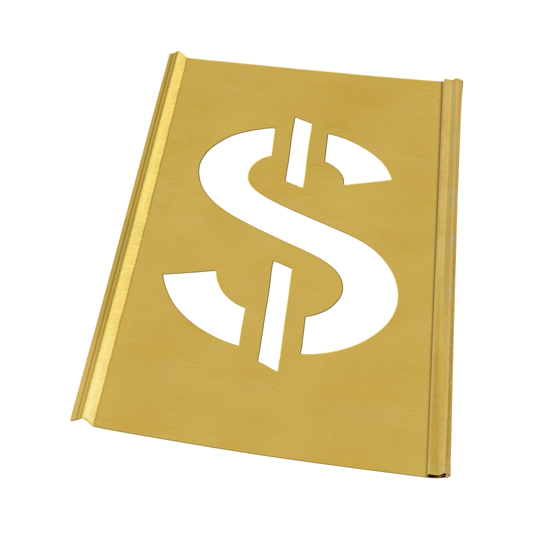 Stencil Sort-4" Brass Gothic Dollar
