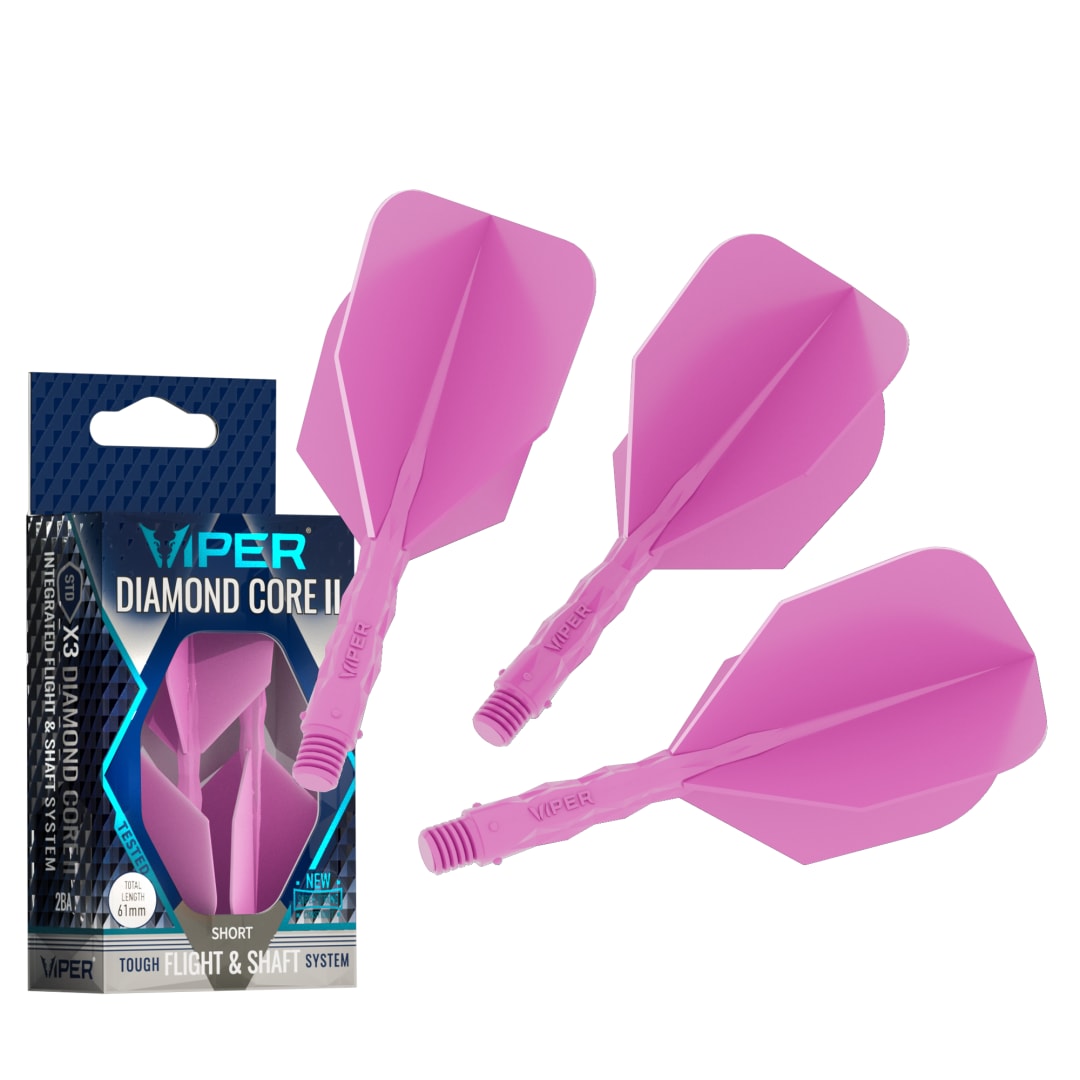 Viper Diamond Core II Integrated Dart Flight & Shaft System - Short Shaft, Standard Flight - Neon Pink