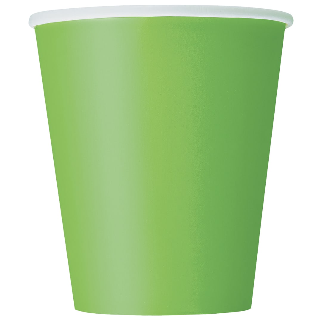 Lime Green Solid 9oz Paper Cups, 8ct
