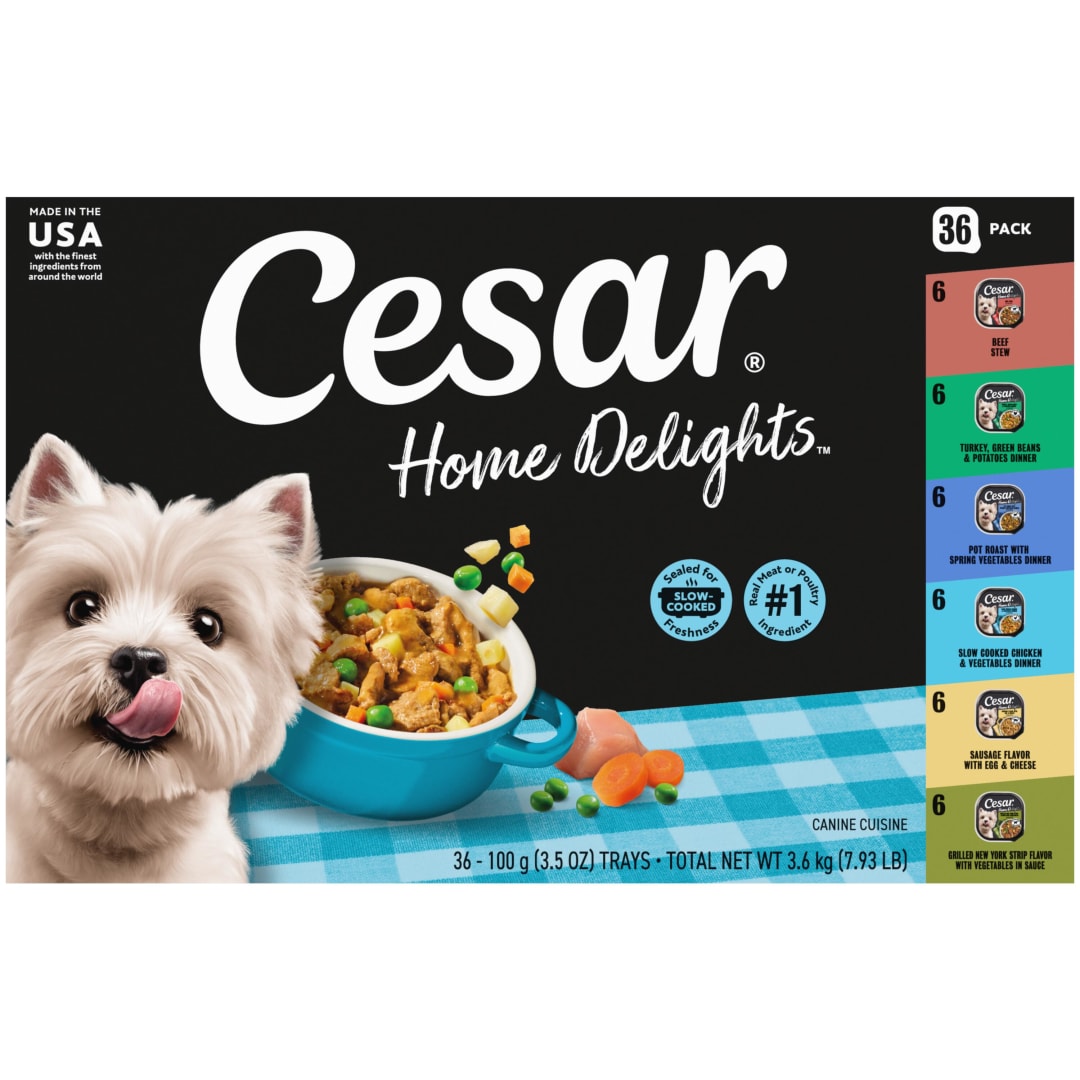 Cesar Home Delights Variety Pack Adult Wet Dog Food Variety Pack, 3.5 oz Easy Peel Dog Food Trays