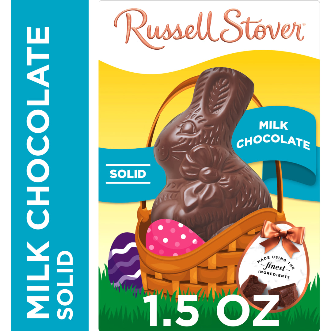 RUSSELL STOVER Easter Bunny Solid Milk Chocolate Candy Rabbit, 1.5 oz.