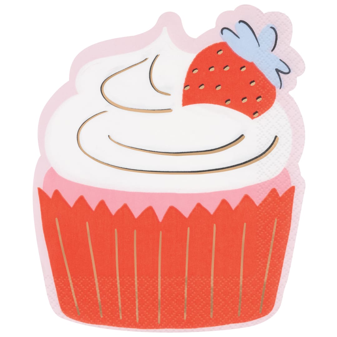 Cute Valentine Cupcake-Shaped Luncheon Napkins, 16ct - Foil Stamping