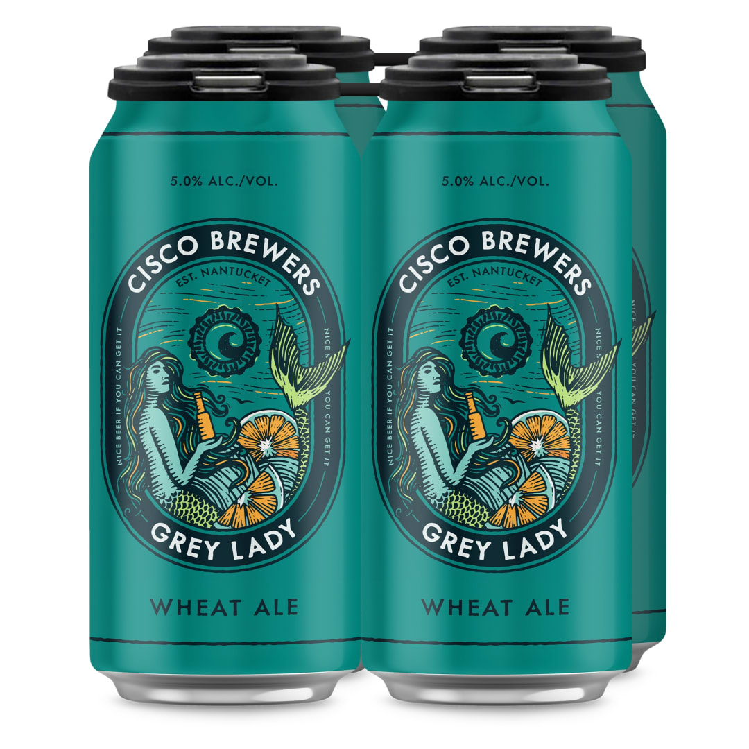 Cisco Brewers Grey Lady Wheat Ale Craft Beer, 4 Pack, 16 fl oz Cans, 5.0% ABV