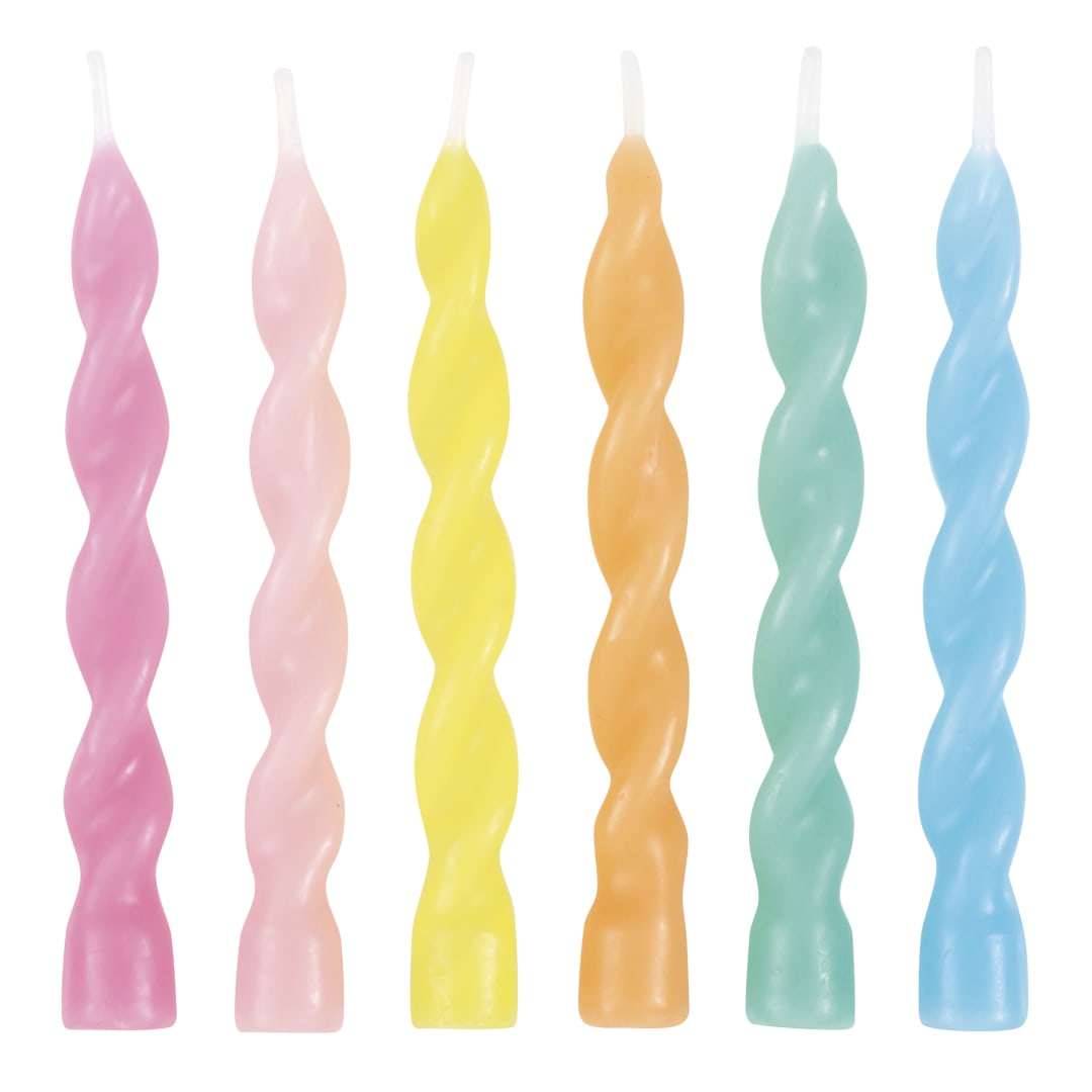 Assorted Spiral Shaped Birthday Candles, 6ct