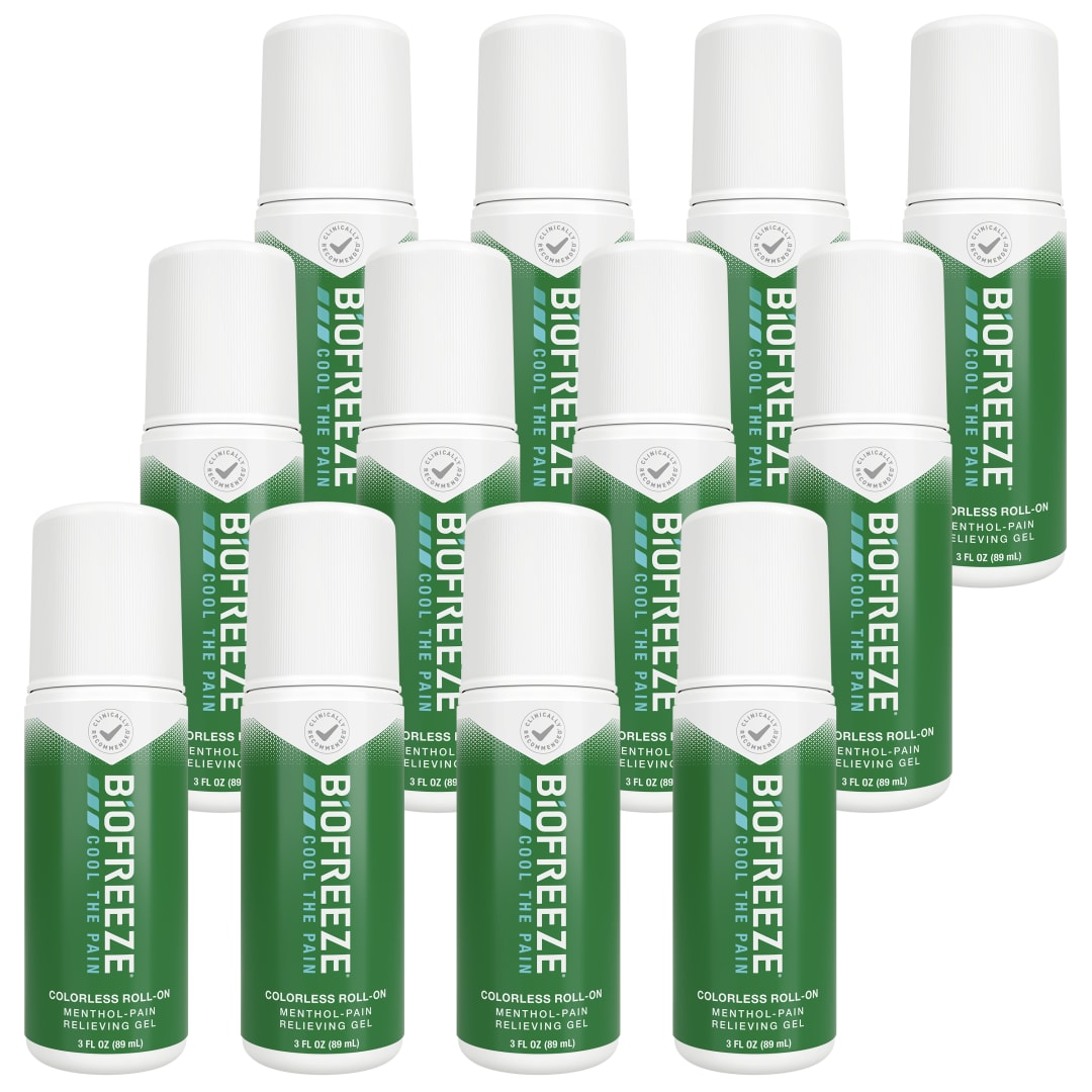 Biofreeze Pain Relief Roll-On, 3 fl oz. Colorless, Pack of 12