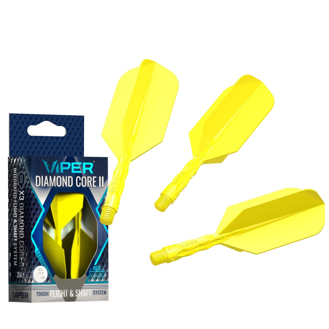 Viper Diamond Core II Integrated Dart Flight & Shaft System - Short Shaft, Slim Flight - Neon Yellow