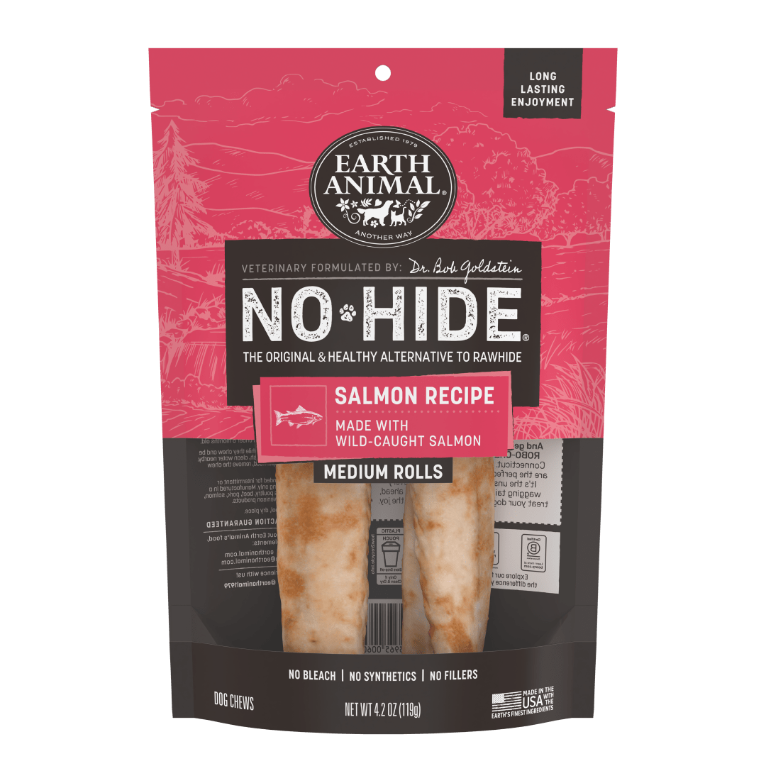Earth Animal No-Hide Rolls Salmon Recipe Medium Dog Chews, 2 Pack