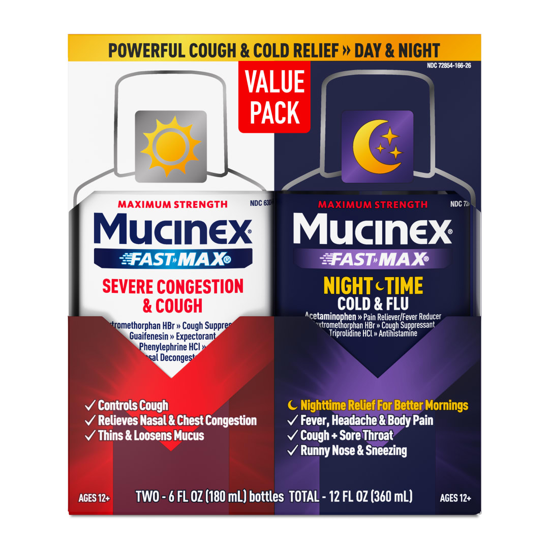 MUCINEX® FAST-MAX® Severe Congestion & Cough & MUCINEX® Nightshift ® Cold & Flu 3/(2x6) oz.