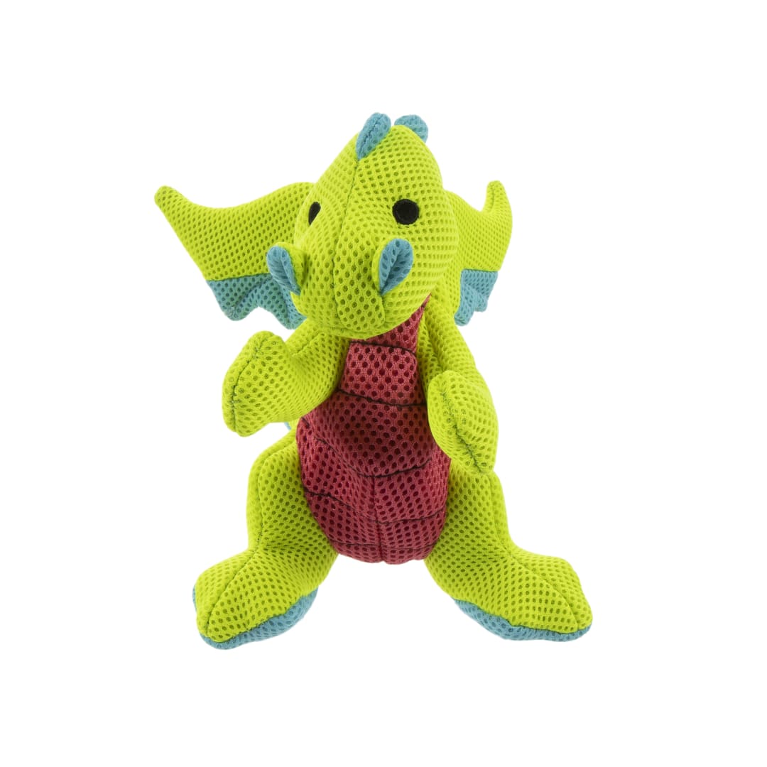 goDog Dragons Double Chew Guard Squeaky Plush Dog Toy, Green, Small
