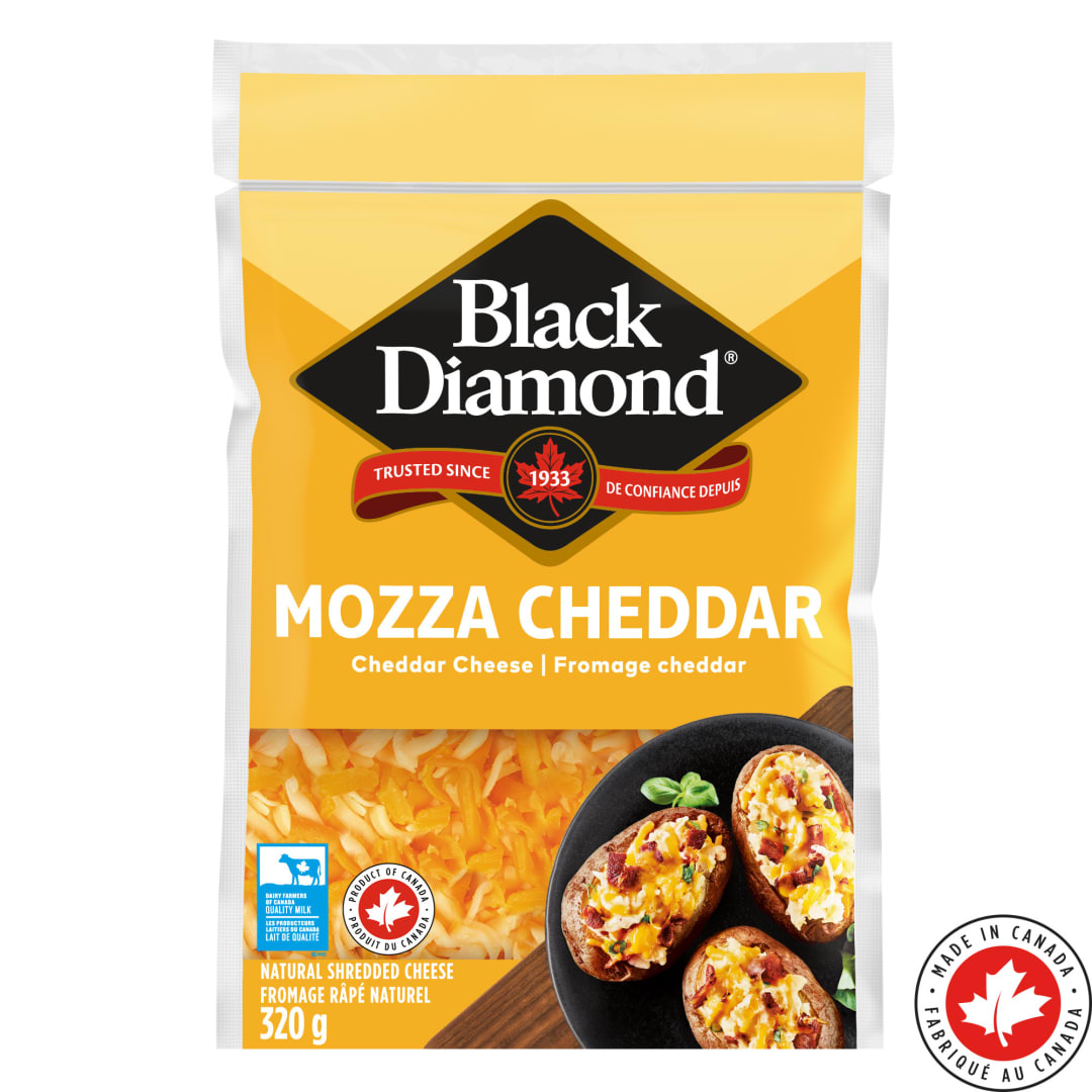 Black Diamond Mozza Cheddar Shredded Cheese, 320g