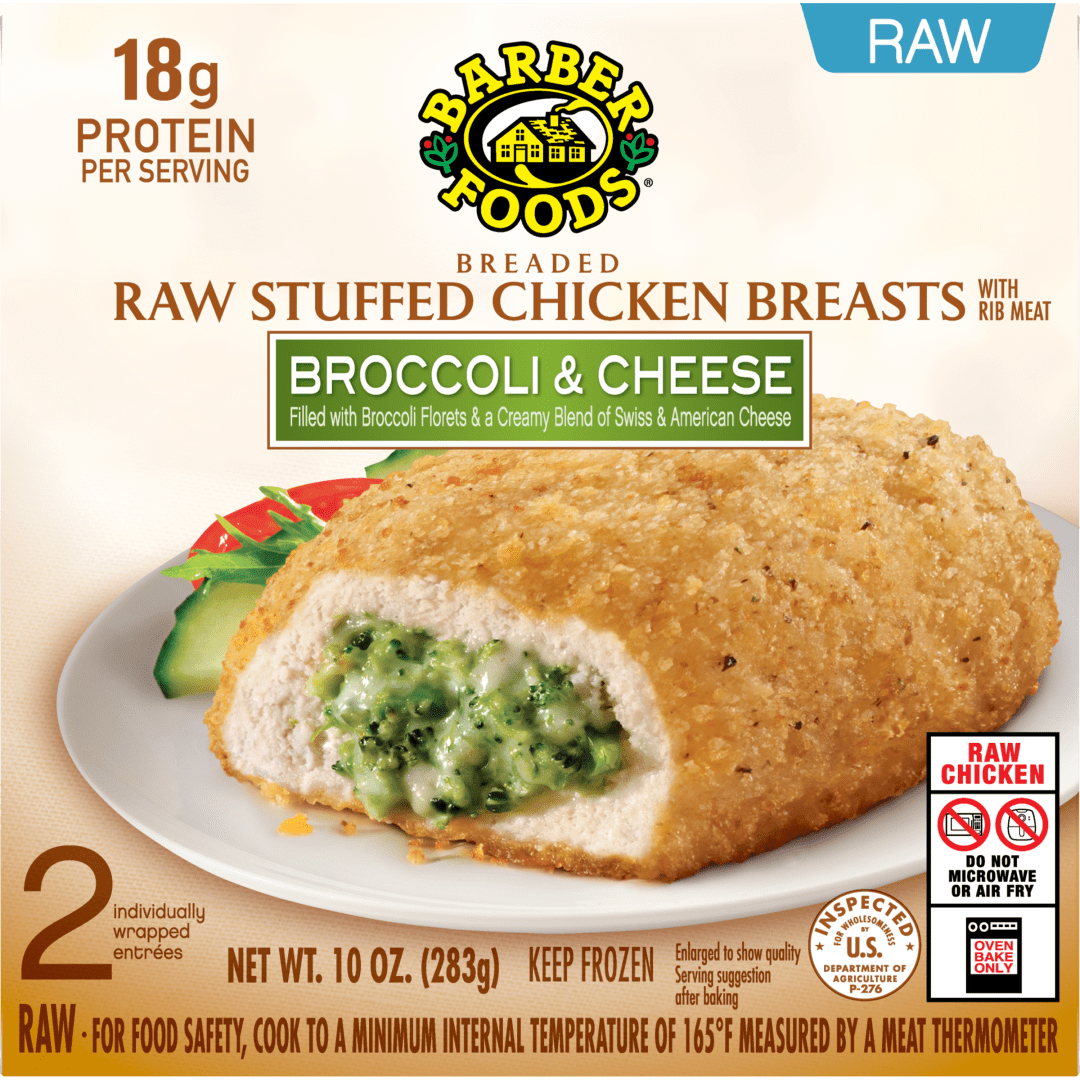 Barber Foods Stuffed Chicken Breasts Broccoli Cheese, 2 Count (Frozen)